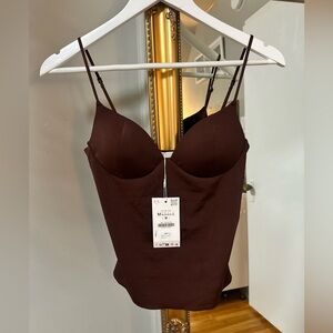 Zara Women's Brown Sculpting Bustier Tank Top